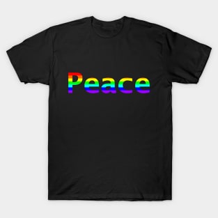 Rainbow Colored Peace Typography T-Shirt